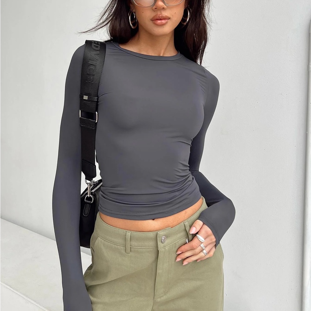 NWT Princess Polly Arnim Long Sleeve Top Grey